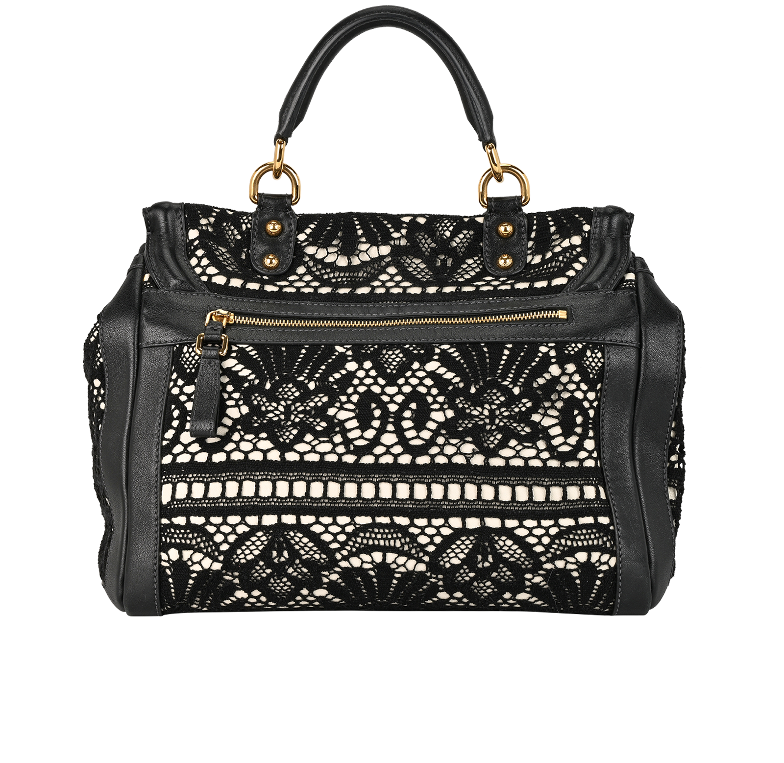 Miss Sicily Heritage, &pound;350, Handbags, Black/White, Lace/Leather, Back view
